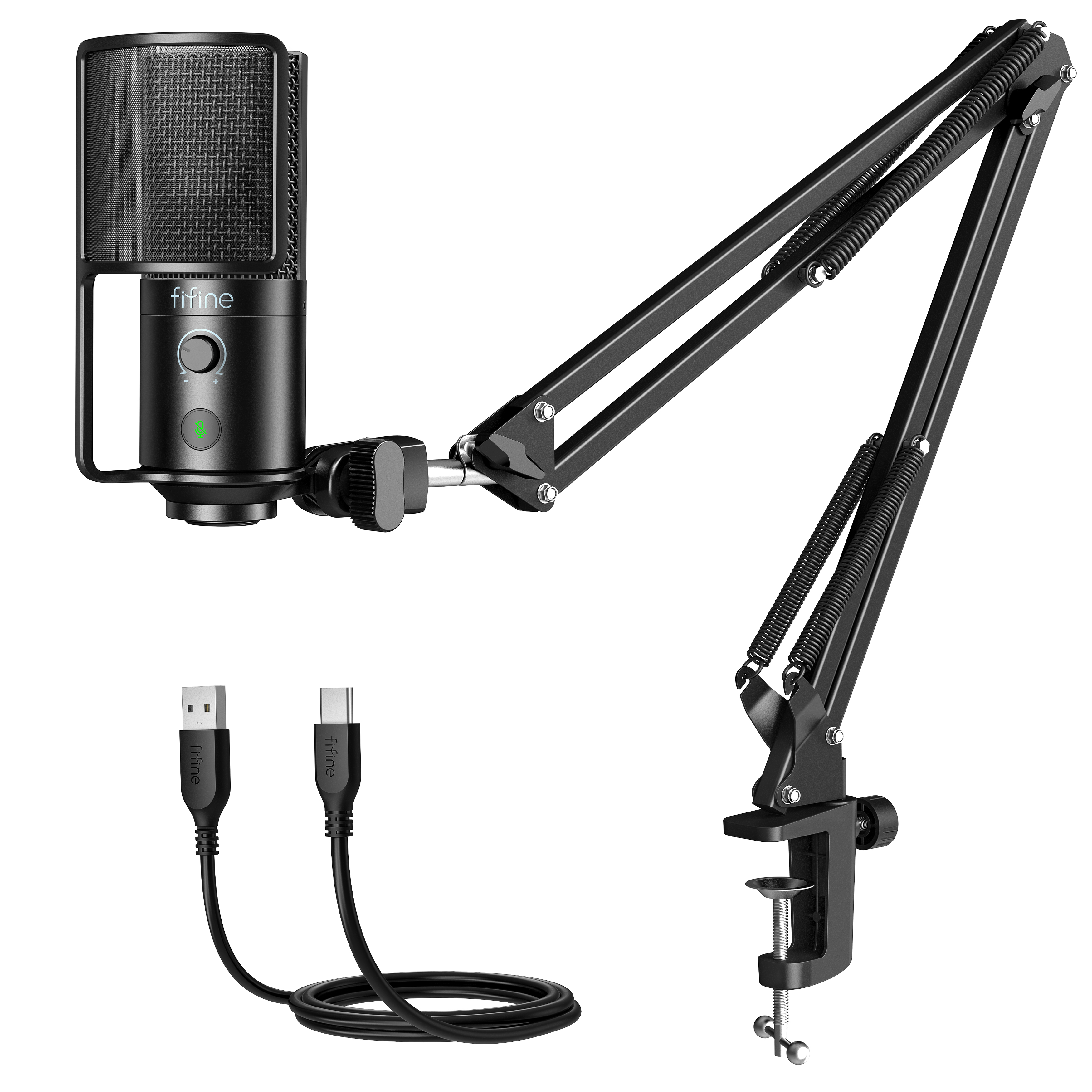 Streaming Mic Condenser - FIFINE USB Streaming Microphone Kit with