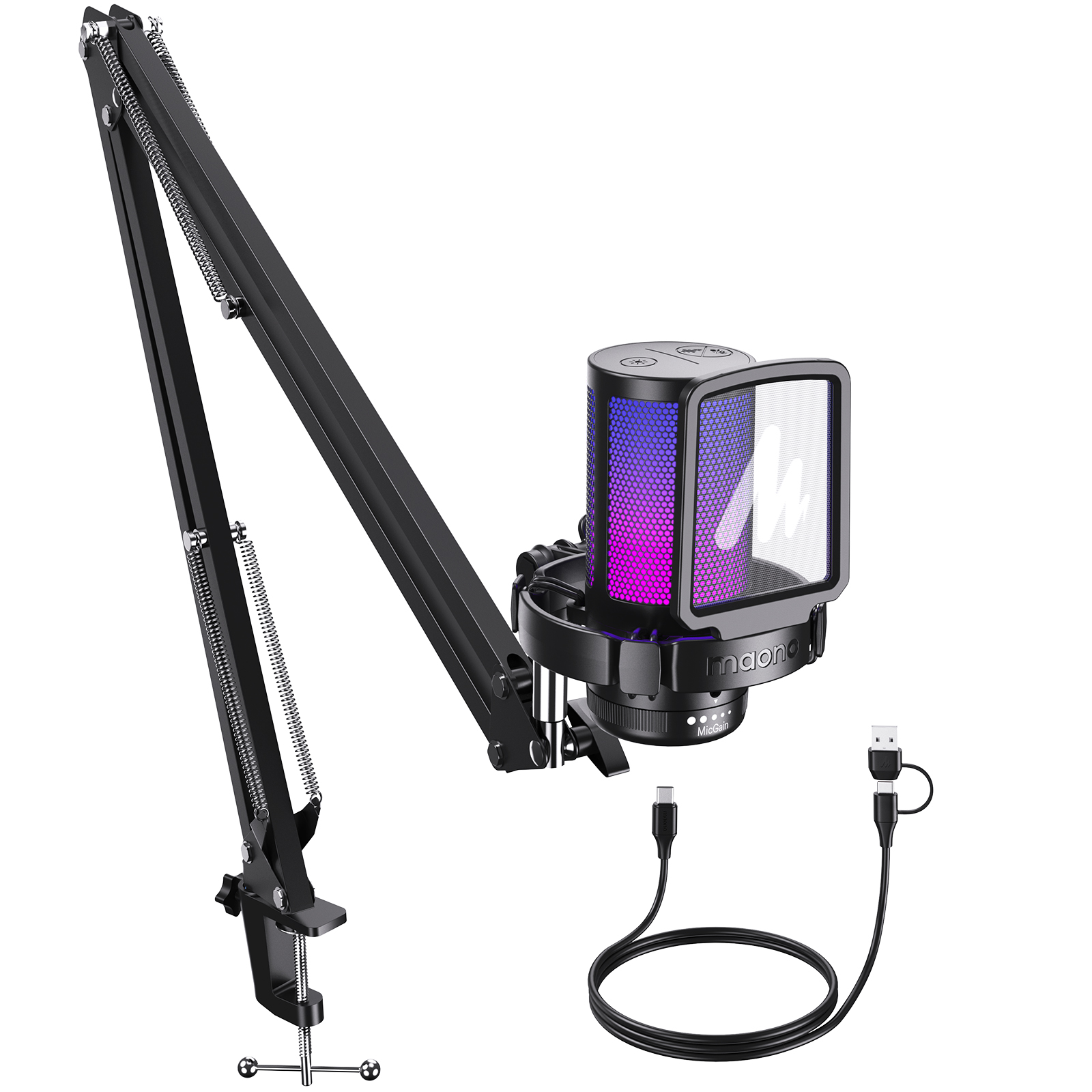 Streaming Mic Condenser - MAONO DGM20S Gaming USB Microphone Condenser