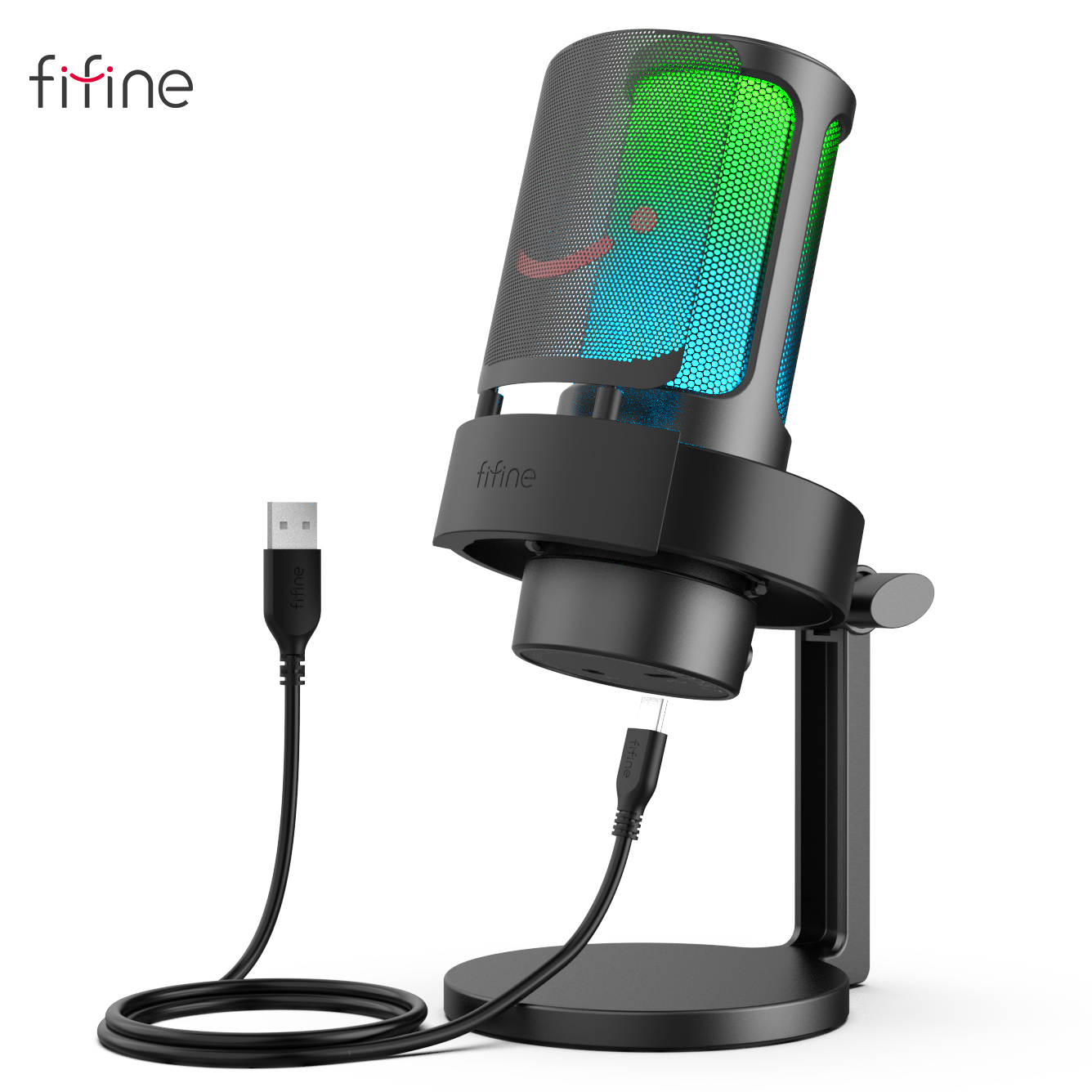Streaming Mic Condenser - FIFINE Gaming Microphone with RGB Control,