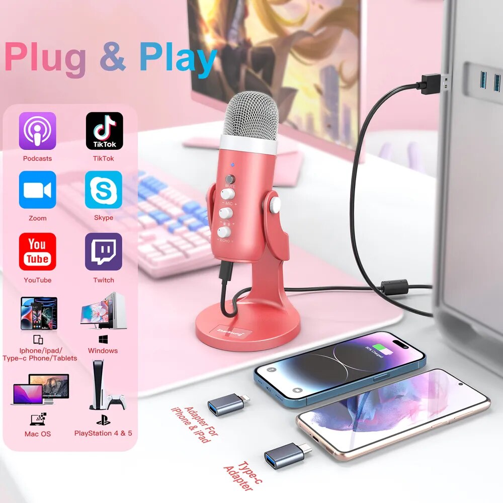 Haomuren USB Condenser Microph - Streaming Mic Condenser avis et prix