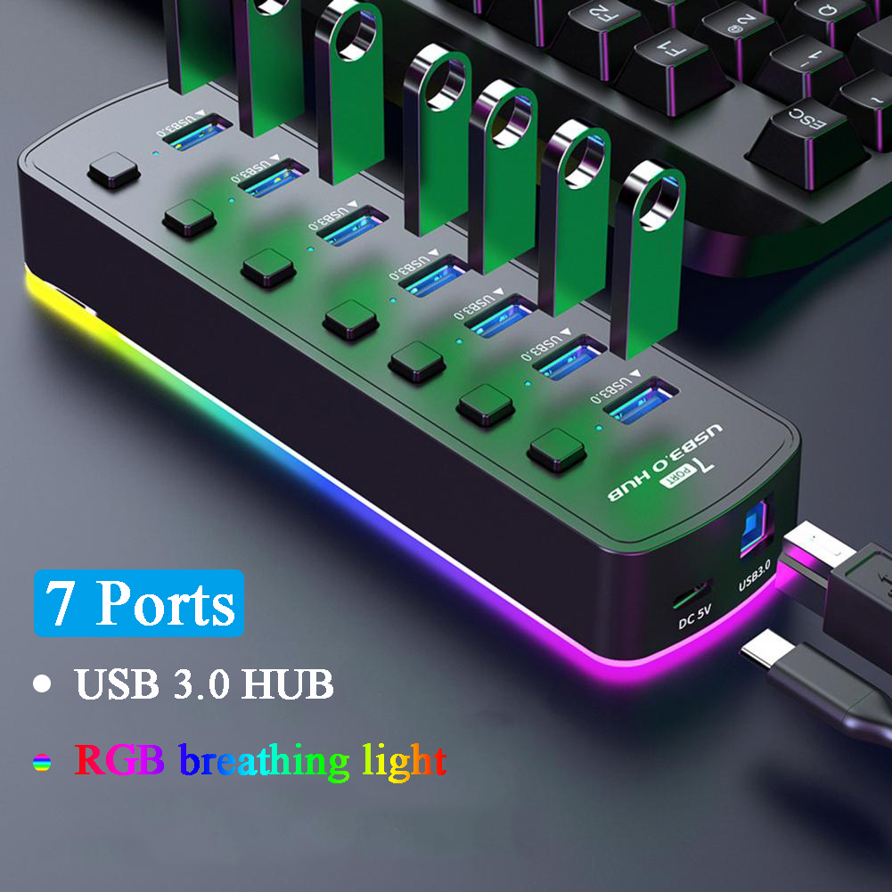 RGB USB 3.0 Hub 7 Ports Data P - Esports Gaming Splitter avis et prix