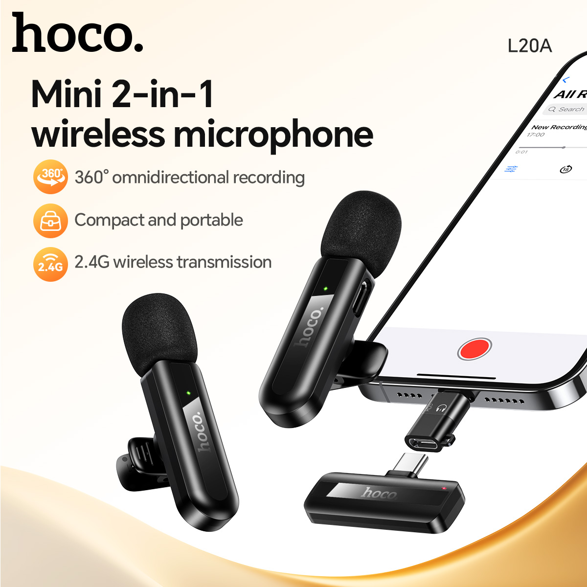 HOCO L20A Wireless Lavalier La - Streaming Mic Condenser avis et prix