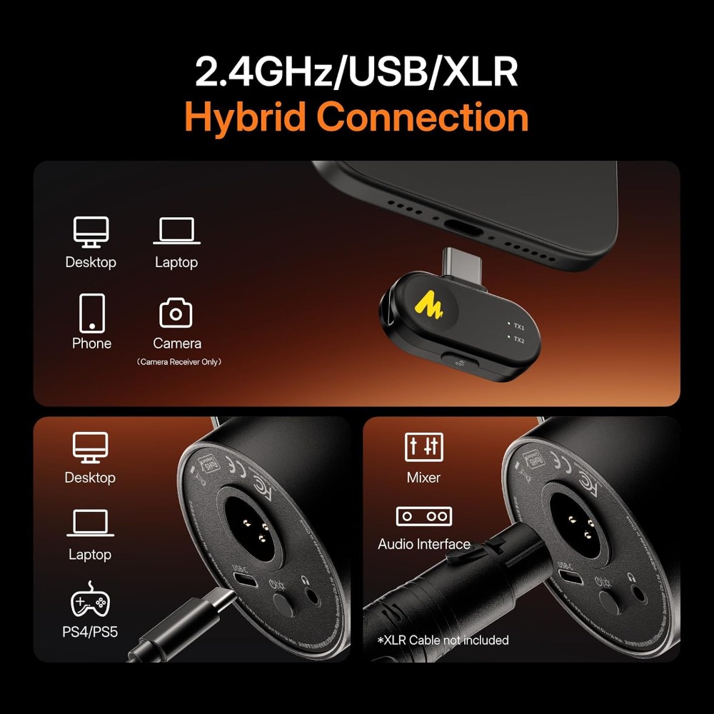 Hybrid Wireless Podcast Mic fo - Streaming Mic Condenser avis et prix