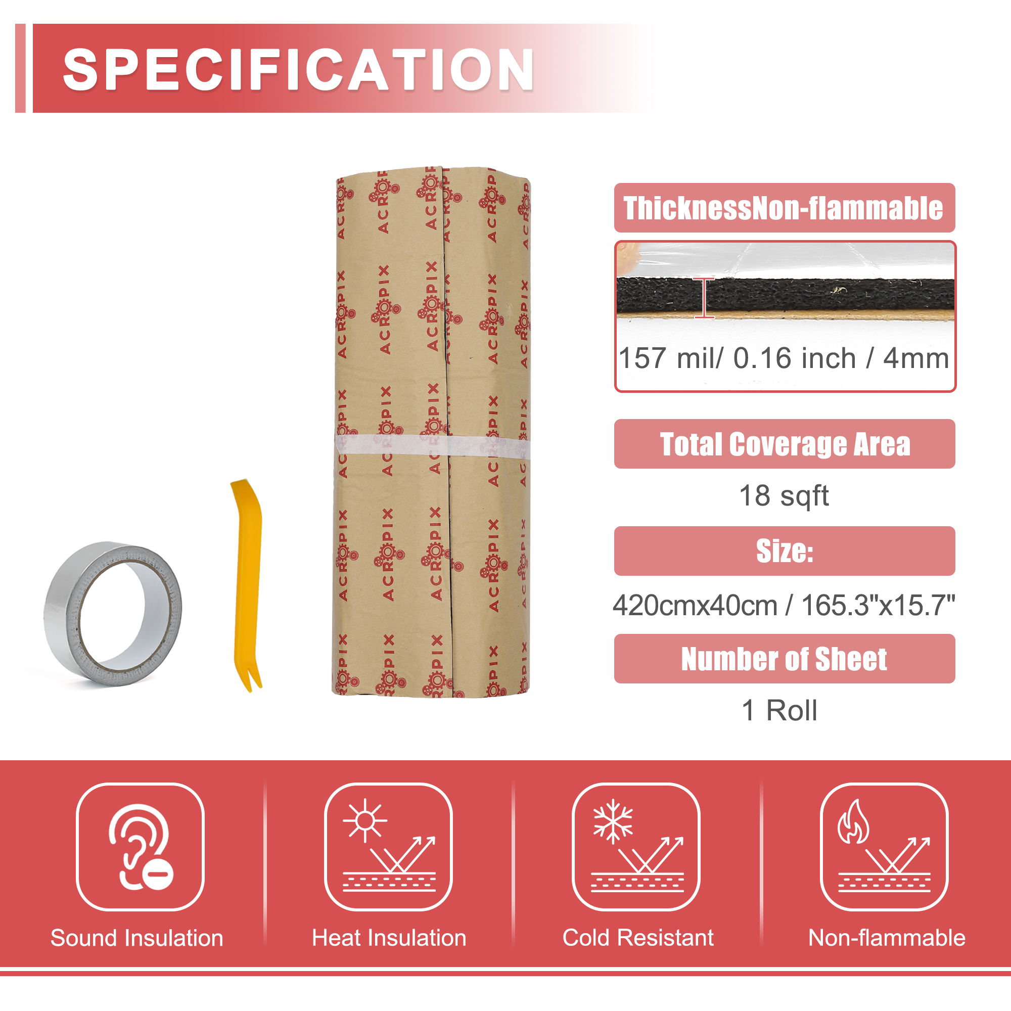 UXCELL 4mm 18sqft 40x420cm Sou - Sound Dampening Foam avis et prix