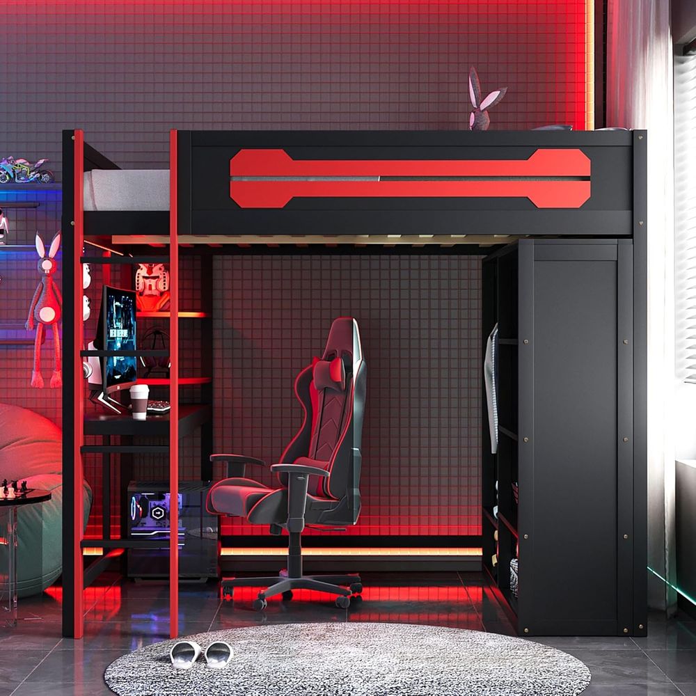 Wood ull Size Gaming Lot Bed w - Esports Gaming Station Desk avis et prix