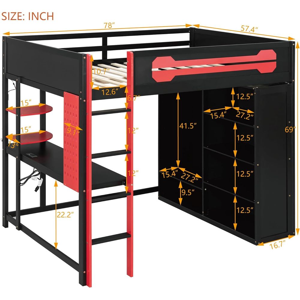 Wood ull Size Gaming Lot Bed w - Esports Gaming Station Desk avis et prix