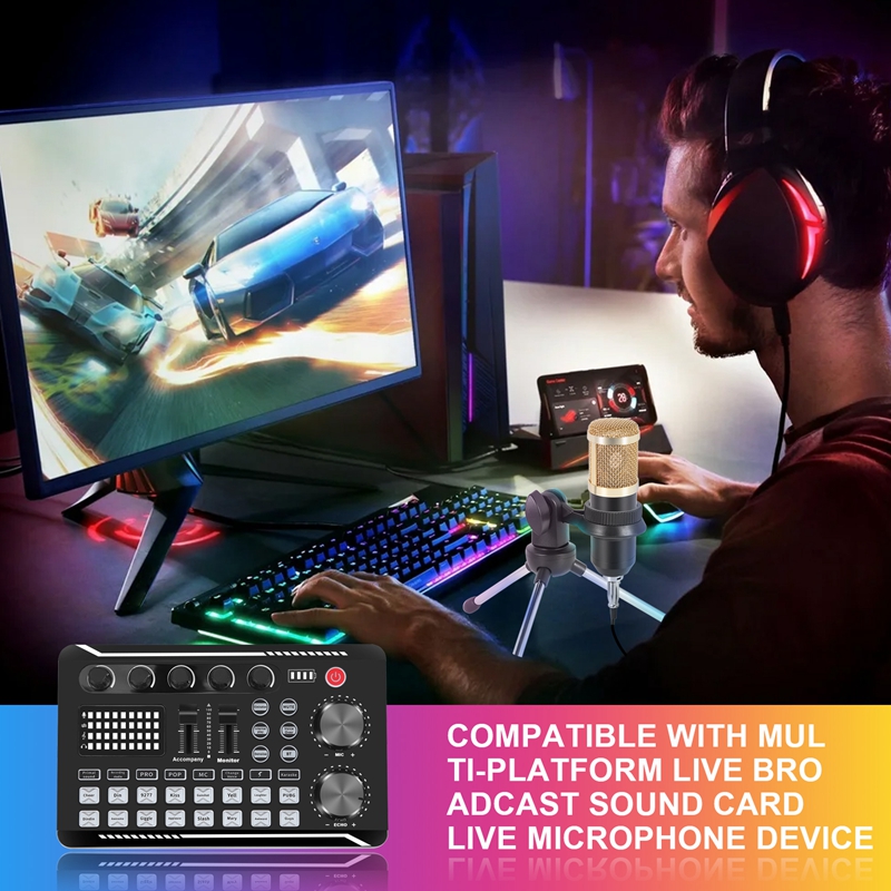 F998 Sound Card Kit,BM-800 Mic - Streaming Mic Condenser avis et prix