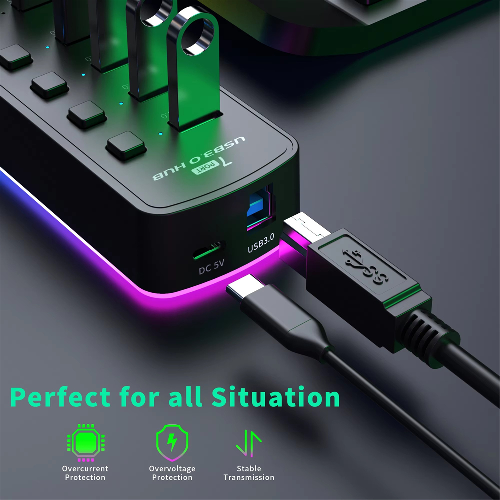 RGB USB 3.0 Hub 7 Ports Data P - Esports Gaming Splitter avis et prix