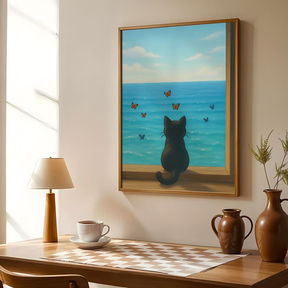 Cat on Beach Poster Wall Art R - Esports And Gaming Lounge avis et prix