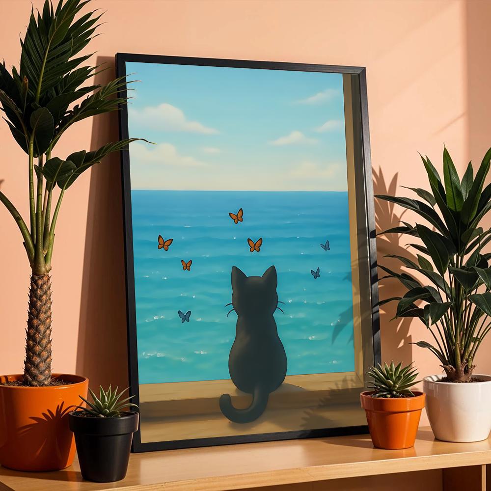 Cat on Beach Poster Wall Art R - Esports And Gaming Lounge avis et prix