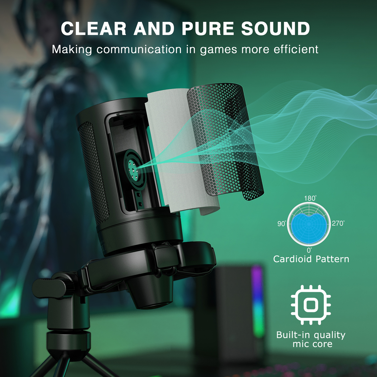 AmpliGame Gaming Microphone wi - Streaming Mic Condenser avis et prix